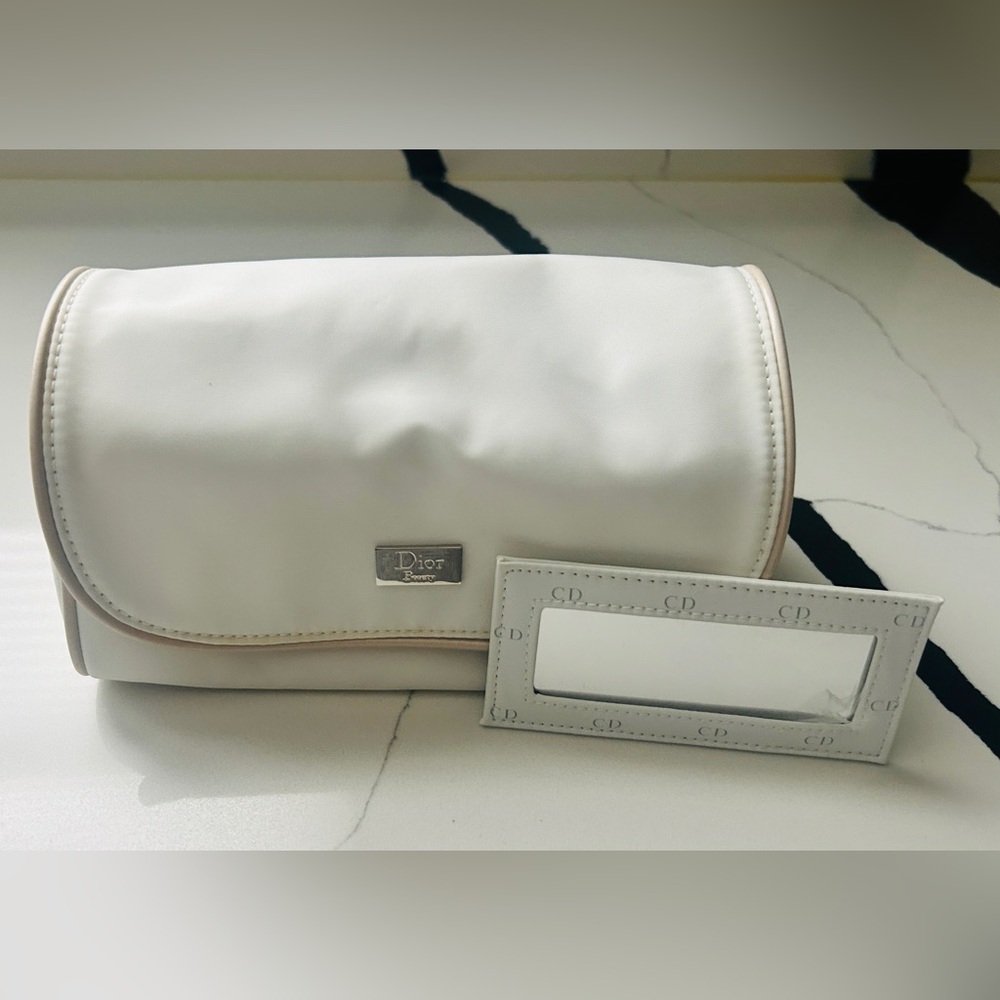 Dior White Cosmetic Pouch with Detachable Mirror